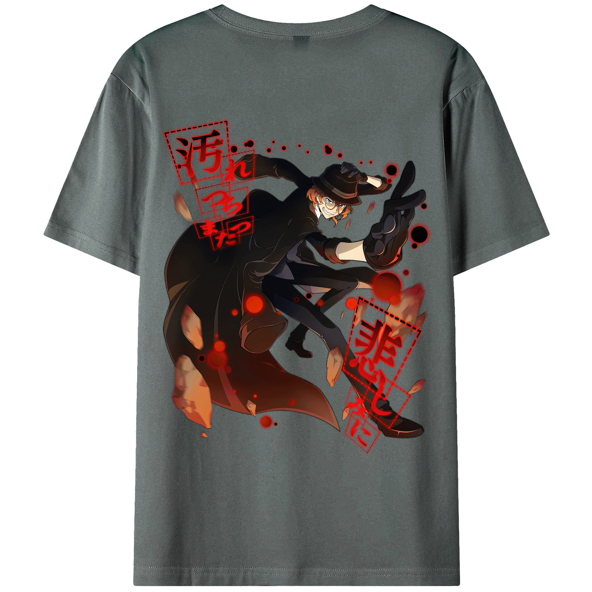 （画像用） 文豪ストレイドッグス Bungo Stray Dogs 綿100％ メンズ半袖Tシャツ（バックプリント） 通気性